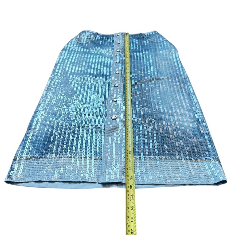 NWT Jean Paul Gaultier Sequins Denim Jeans Trompe L’oeil Midi Skirt - Picture 10 of 11